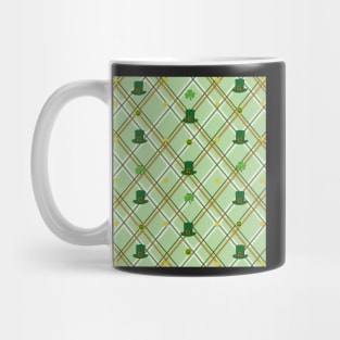 St Patricks Day Hat Clover Coin Pattern Green Flannel Plaid Mug